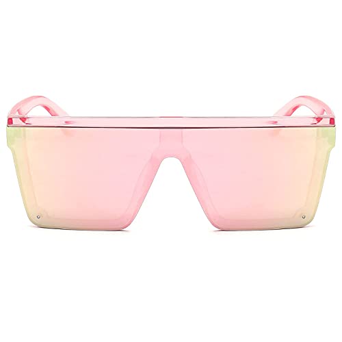 FEISEDY Oversized Flat Top Shield Sunglasses for Women Square Sunglasses Mens UV400 Protection Mirror Rimless Shades