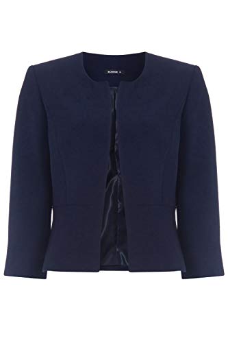Roman Originals Cropped Bolero Jacket Shrug for Women UK Ladies Jacquard Tailored Fitted Blazer Round Collar Smart Work Formal Evening Wedding Guests Short 2 Pockets