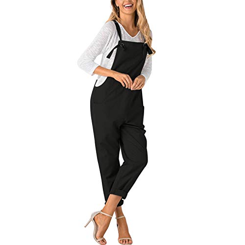 Runstarshow Womens Summer Casual Spaghetti Strap Sleeveless Baggy Jumpsuit Dungarees Wide Leg Loose Overalls Rompers