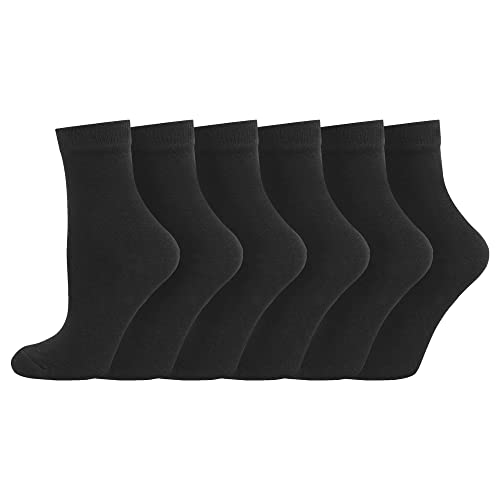 Boys Girls Childrens Kids Back to School 12 Pairs Cotton Rich Plain Ankle School Socks Sizes 0-2½, 3-5½, 6-8½, 9-12, 12½-3½, 4-5½ (7-10y - 12½-3½ Jnr, Navy)