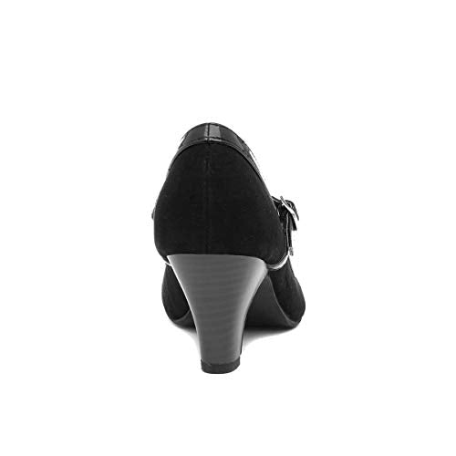 Lilley Vicky Womens Black Faux Suede Court Shoe