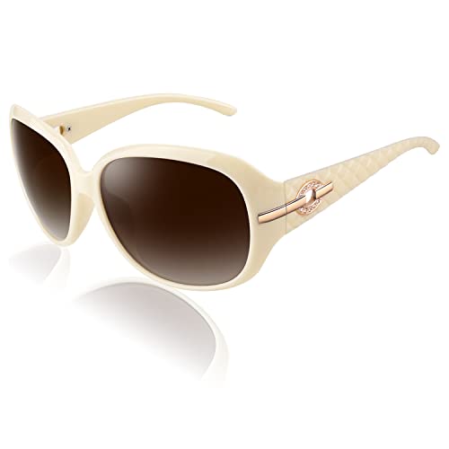 CGID Sunglasses Womens Ladies Polarised Retro Designer Sun Glasses Brown Big Frame Oversized Shades UV Protection Goggles
