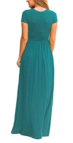 GRECERELLE Womens Maxi Dress Ladies' Summer Casual Short Sleeve Long Dresses with Pocket for Daily, Holiday, Travel, Maternity