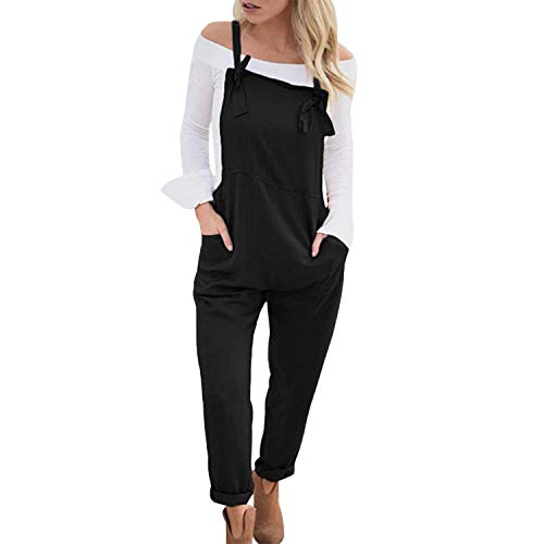 Runstarshow Womens Summer Casual Spaghetti Strap Sleeveless Baggy Jumpsuit Dungarees Wide Leg Loose Overalls Rompers
