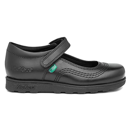 Kickers Fragma Girls Black Leather School Shoe