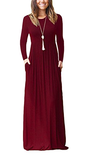 HAOMEILI Women's Casual Short/Long Sleeve Maxi Dress with Pockets