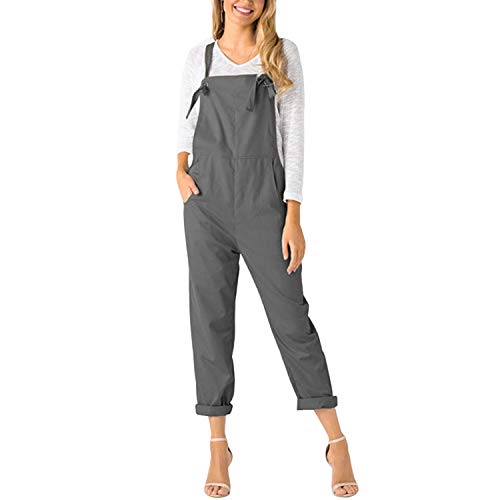 Runstarshow Womens Summer Casual Spaghetti Strap Sleeveless Baggy Jumpsuit Dungarees Wide Leg Loose Overalls Rompers