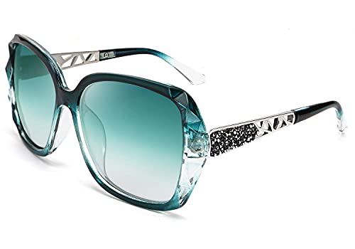 FEISEDY Oversized Polarised Square Sunglasses Sparkling Composite Large Frame Ladies Sunglasses Classic Womens Sunglasses
