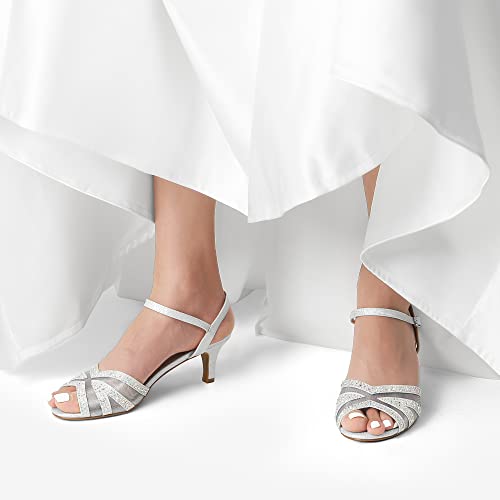 DREAM PAIRS Women's Heels Sandals Ankle Strap Peep Toe Low Kitten Dress Wedding Shoes