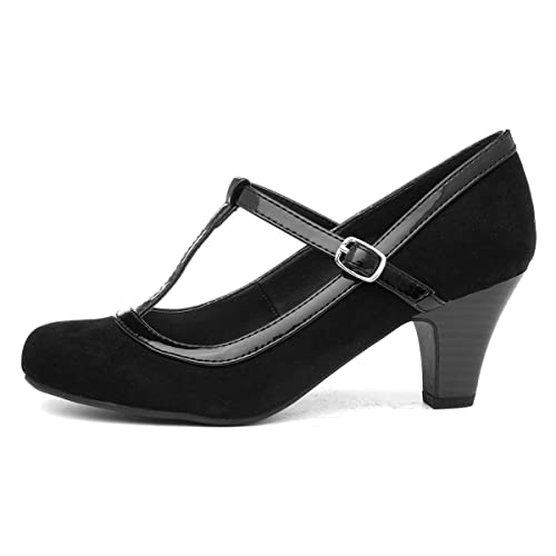 Lilley Vicky Womens Black Faux Suede Court Shoe