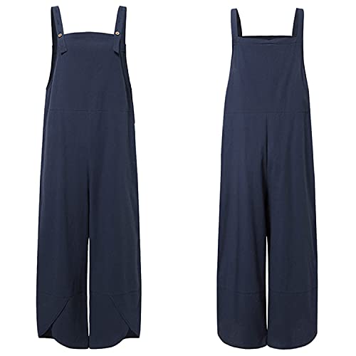 Runstarshow Womens Summer Casual Spaghetti Strap Sleeveless Baggy Jumpsuit Dungarees Wide Leg Loose Overalls Rompers