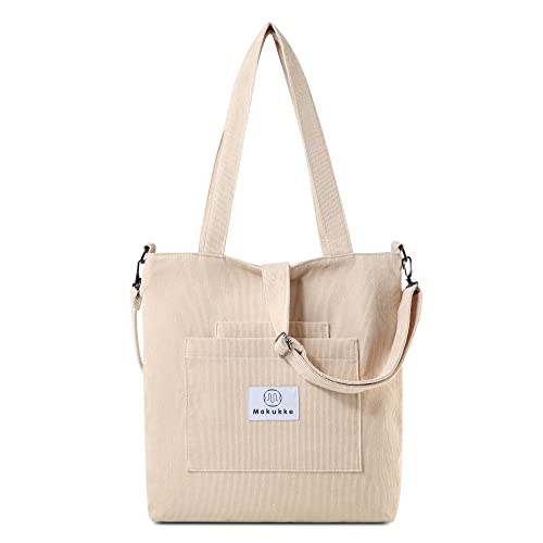Makukke Corduroy Totes Bag - Women's Shoulder Handbags Big Capacity Shopping Bag