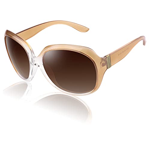 CGID Sunglasses Womens Ladies Polarised Retro Designer Sun Glasses Brown Big Frame Oversized Shades UV Protection Goggles