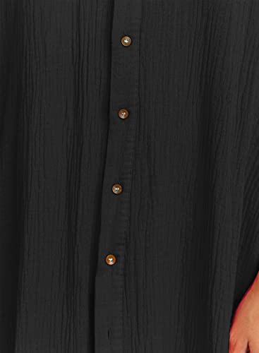 Dokotoo Womens Casual Short Sleeve Side Split Button Down Long Kimonos Cardigans Swimsuit Cover Ups
