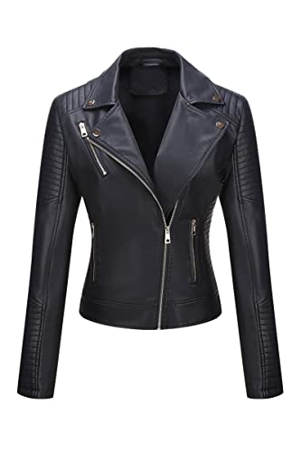 Bellivera Womens Faux Leather Casual Jacket Moto Fall Clothes Coat