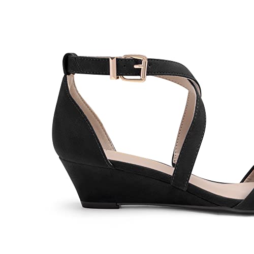 DREAM PAIRS Women's Elastica Ankle Strap Sandals Low Wedge Open Toe Party Sandals Jones