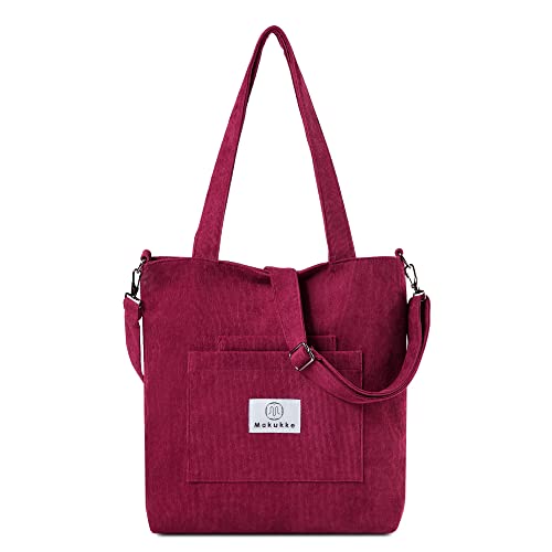Makukke Corduroy Totes Bag - Women's Shoulder Handbags Big Capacity Shopping Bag