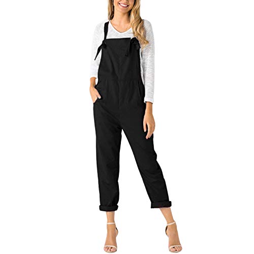 Runstarshow Womens Summer Casual Spaghetti Strap Sleeveless Baggy Jumpsuit Dungarees Wide Leg Loose Overalls Rompers