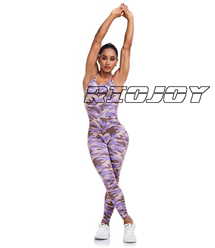 RIOJOY Backless Sports Bandage Romper Playsuit Yoga Jumpsuit for Women All in One Gym Wear