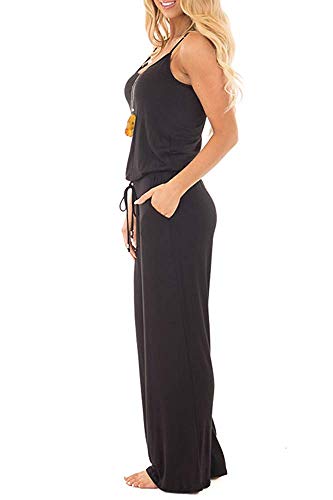 Smile Fish Women Floral Adjustable Spagettic Strap Wide Leg Drawstring Jumpsuits