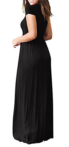 GRECERELLE Womens Maxi Dress Ladies' Summer Casual Short Sleeve Long Dresses with Pocket for Daily, Holiday, Travel, Maternity