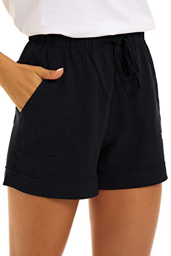 SMENG Ladies Shorts Size 16 Summer Solid Womens Shorts Workout Drawstring Shorts Lounge with Pockets Loose Casual Hot Pants