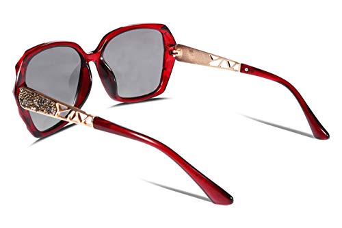 FEISEDY Oversized Polarised Square Sunglasses Sparkling Composite Large Frame Ladies Sunglasses Classic Womens Sunglasses