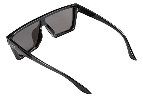 FEISEDY Oversized Flat Top Shield Sunglasses for Women Square Sunglasses Mens UV400 Protection Mirror Rimless Shades