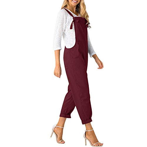 Runstarshow Womens Summer Casual Spaghetti Strap Sleeveless Baggy Jumpsuit Dungarees Wide Leg Loose Overalls Rompers