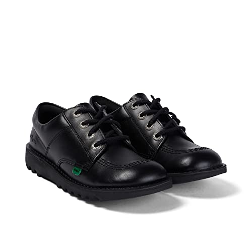 Kickers Unisex Kid's Kick Lo Leather School Shoes,BLACK PATENT
