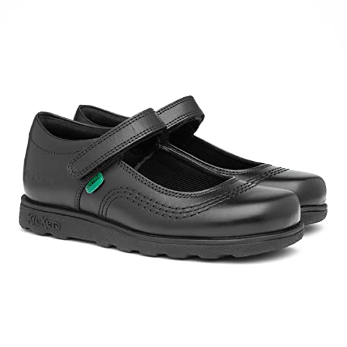 Kickers Fragma Girls Black Leather School Shoe