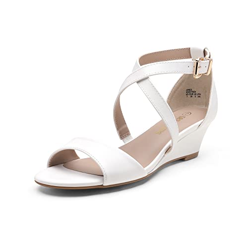 DREAM PAIRS Women's Elastica Ankle Strap Sandals Low Wedge Open Toe Party Sandals Jones