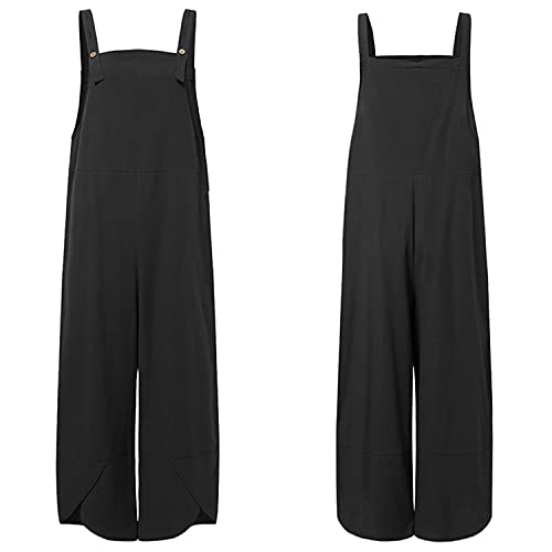 Runstarshow Womens Summer Casual Spaghetti Strap Sleeveless Baggy Jumpsuit Dungarees Wide Leg Loose Overalls Rompers