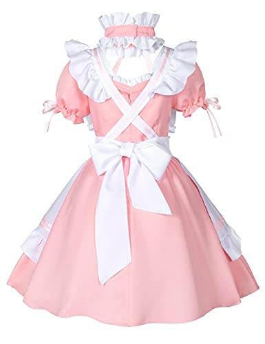 Wannsee Anime French Maid Apron Lolita Fancy Dress Cosplay Costume Furry Cat Ear Gloves Socks Set