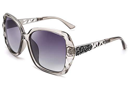 FEISEDY Oversized Polarised Square Sunglasses Sparkling Composite Large Frame Ladies Sunglasses Classic Womens Sunglasses