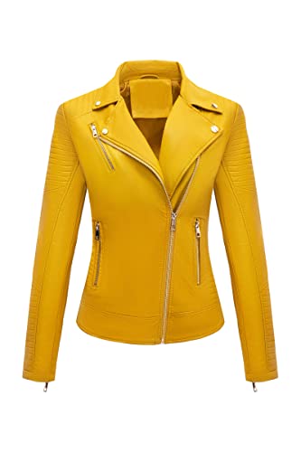 Bellivera Womens Faux Leather Casual Jacket Moto Fall Clothes Coat