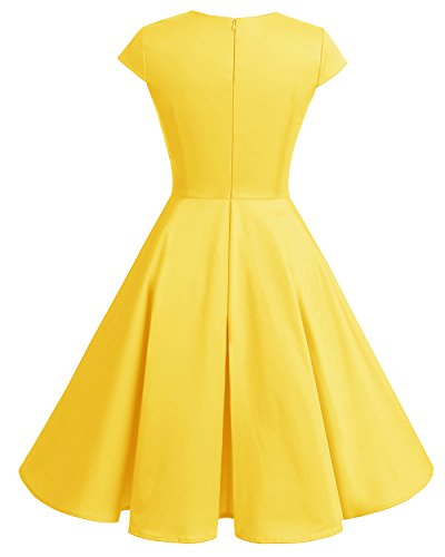 bbonlinedress Women's 50s 60s A Line Rockabilly Dress Cap Sleeve Vintage Swing Party Dress Blush