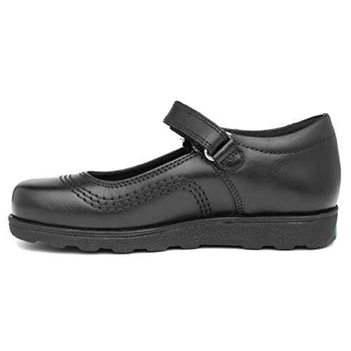 Kickers Fragma Girls Black Leather School Shoe