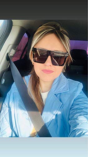 FEISEDY Oversized Flat Top Shield Sunglasses for Women Square Sunglasses Mens UV400 Protection Mirror Rimless Shades