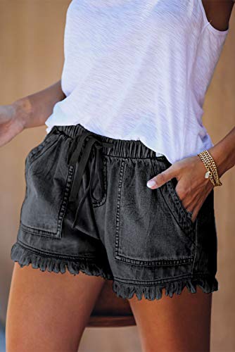 SMENG Ladies Shorts Size 16 Summer Solid Womens Shorts Workout Drawstring Shorts Lounge with Pockets Loose Casual Hot Pants