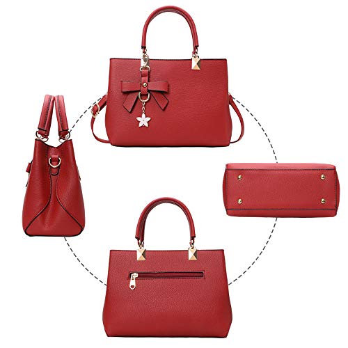URAQT Womens Handbags, New Top Handle Bag, PU Leather Ladies Shoulder Bag Messenger Bag with Exquisite Metal Pendant, Fashion Tote Bag for Casual & Work, Mother's Day Gift