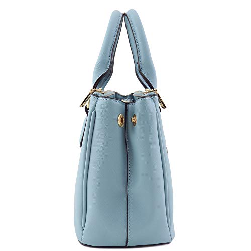 2pcs Set Classic Triple Zip Top Handle Small Satchel Bag with Zip Around Wallet