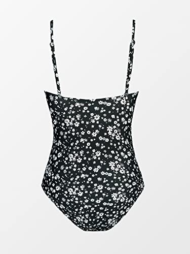 CUPSHE Women Swimsuit One Piece V Neck Tummy Control Ruched Front Low Back Bathing Suit Swimwear