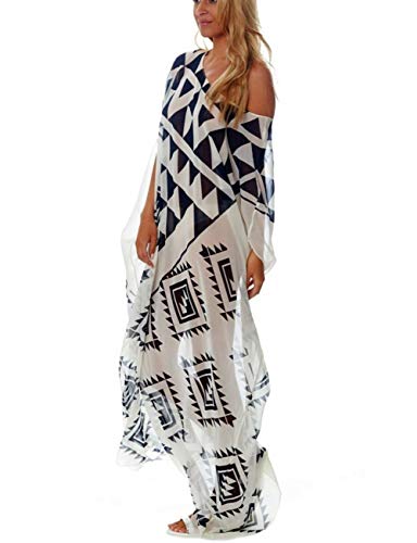 Bsubseach Chiffon Print Shirt Dress Beach Cover Up Loose Turn Down Collar Long Sleeve Bikini Kaftan Cover Ups for Swimwear Women