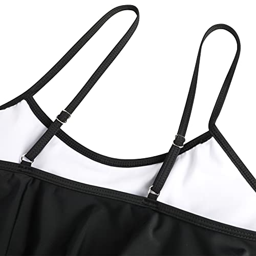 Genfien Swimsuit for Women Two Piece Bathing Suits Ruffled Flounce Top with High Waisted Bottom Bikini Set