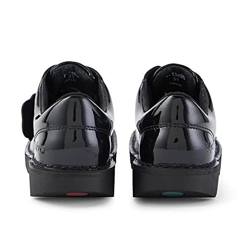 Kickers Unisex Kid's Kick Lo Leather School Shoes,BLACK PATENT