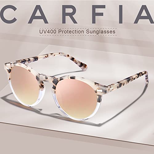CARFIA Polarised Womens Sunglasses Vintage UV400 Protection Acetate Frame