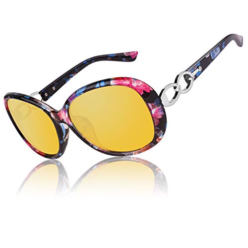 CGID Sunglasses Womens Ladies Polarised Retro Designer Sun Glasses Brown Big Frame Oversized Shades UV Protection Goggles