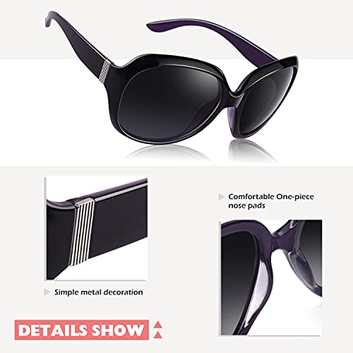 CGID Sunglasses Womens Ladies Polarised Retro Designer Sun Glasses Brown Big Frame Oversized Shades UV Protection Goggles