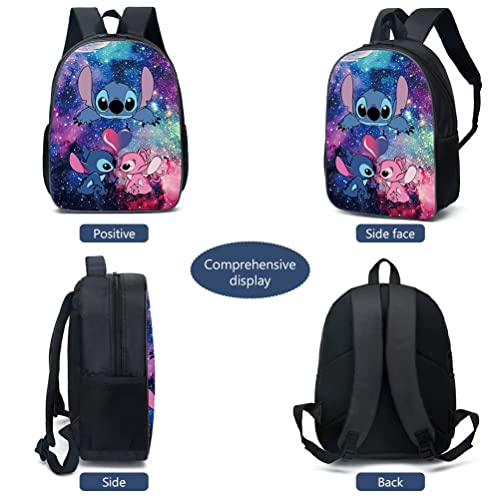 SHANGYE Stitch Backpack with Lunch Bag Pencil Case, 3Pcs Kid Bookbags Set, 3D Printed Travel Rucksacks Kids School Bag